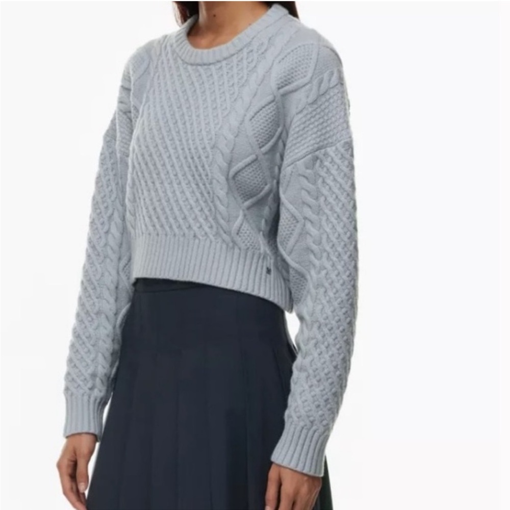 Peggy Cable Knit Sweater in Foil Grey